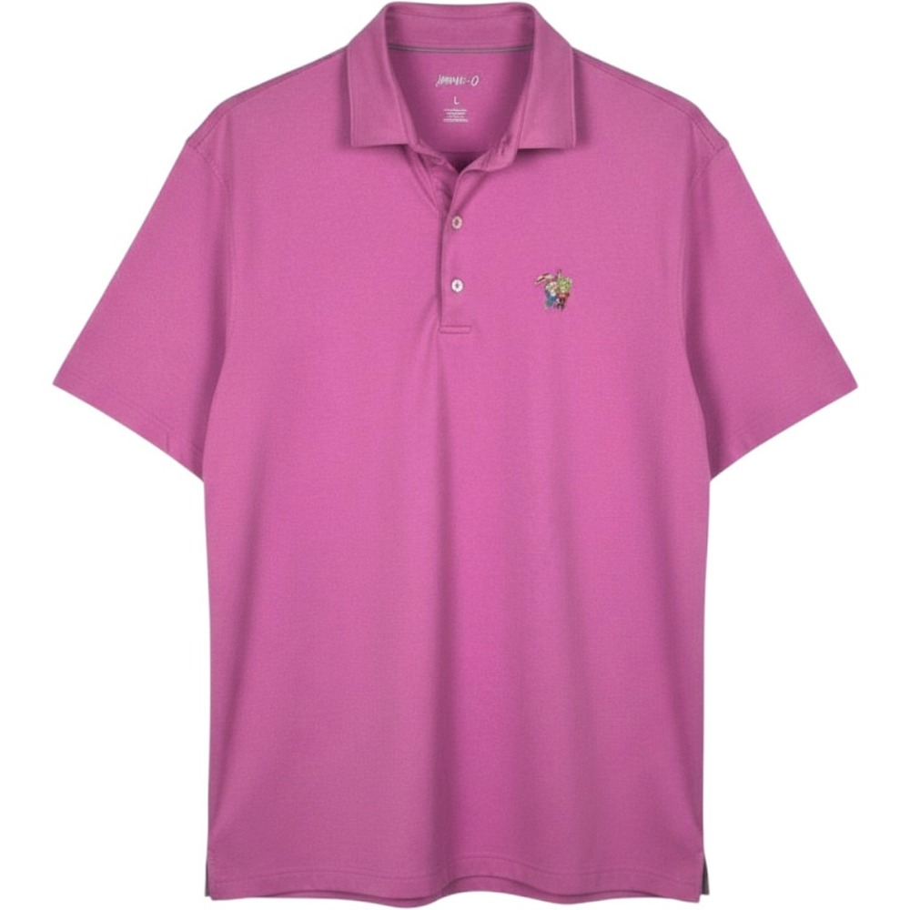 Johnnie-O Mens Rose Pink Performance Gold Polo Short Sleeve Shirt Disney‎ Large